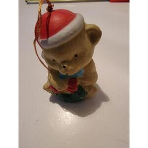 Collectible Christmas Figure Figurine Holiday Ceramic Decor Bear Bell Ornament